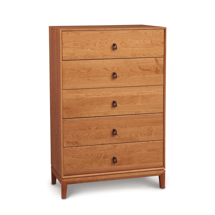 Natural Cherry Vertical 5-Drawer Dresser with Soft Close