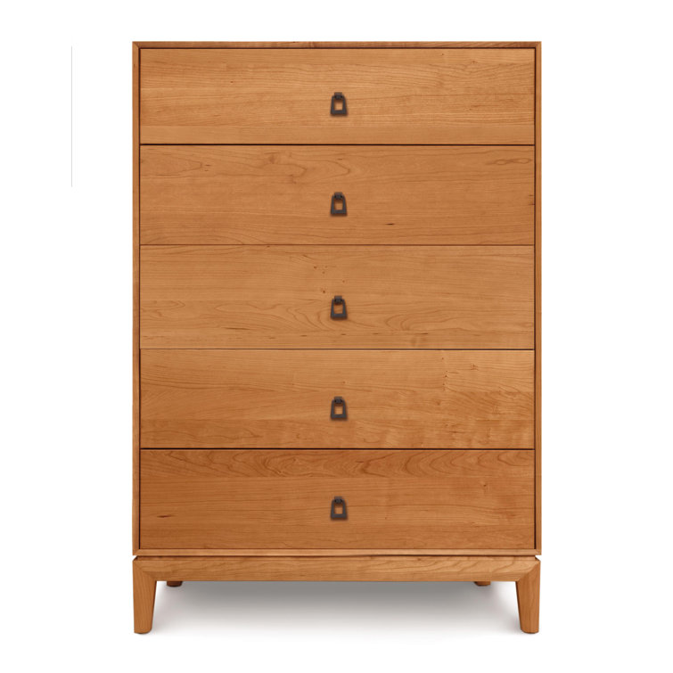 Natural Cherry Vertical 5-Drawer Dresser with Soft Close