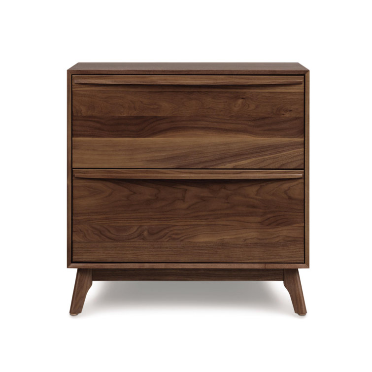 Walnut Vertical 2-Drawer Solid Wood File Cabinet