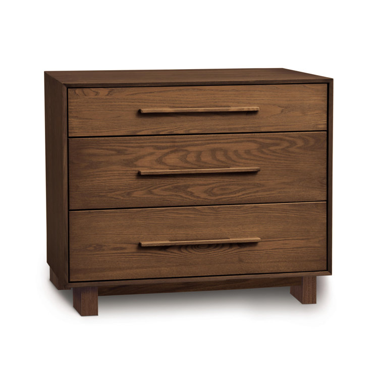 Natural Walnut 3-Drawer Horizontal Dresser with Soft Close