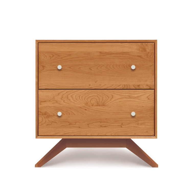 Natural Cherry Solid Wood 2-Drawer Nightstand