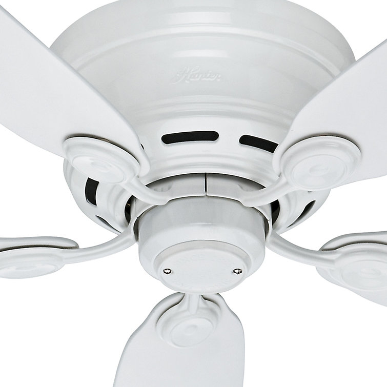Sleek 42" White and Light Wood Low Profile Indoor Ceiling Fan