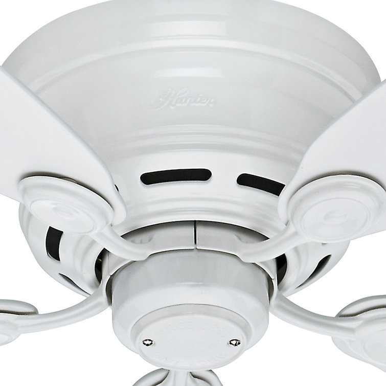 Sleek 42" White and Light Wood Low Profile Indoor Ceiling Fan