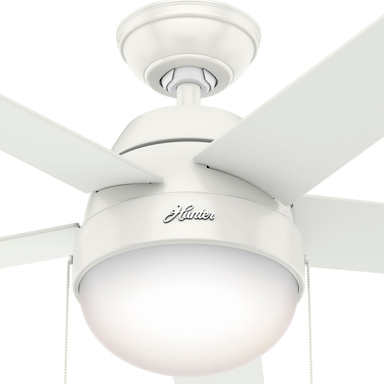 46" Fresh White and Natural Wood Ceiling Fan with LED Light