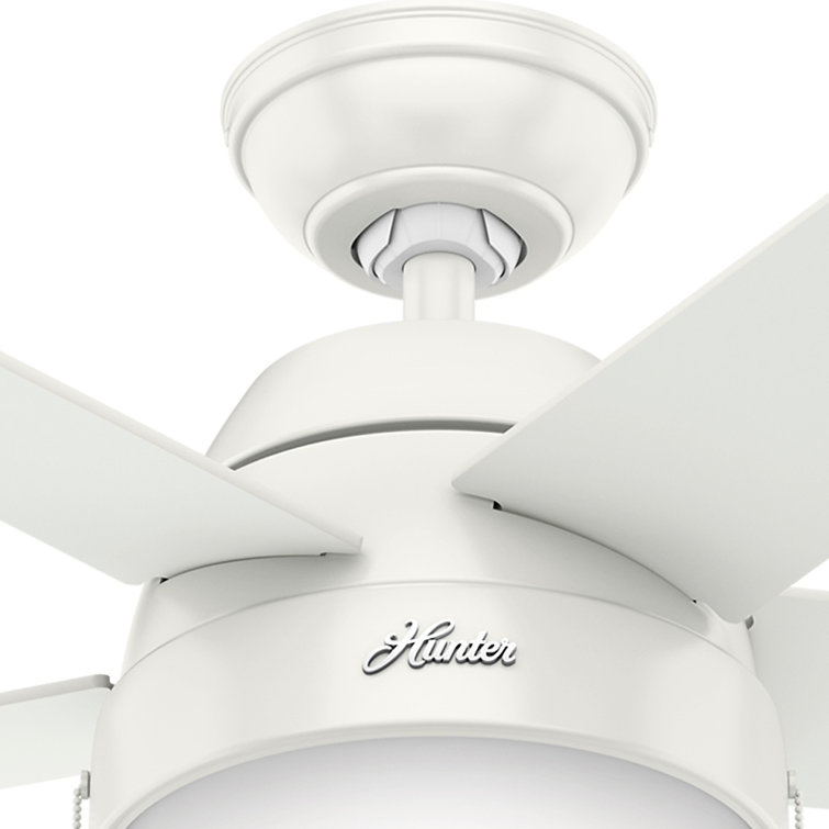 46" Fresh White and Natural Wood Ceiling Fan with LED Light