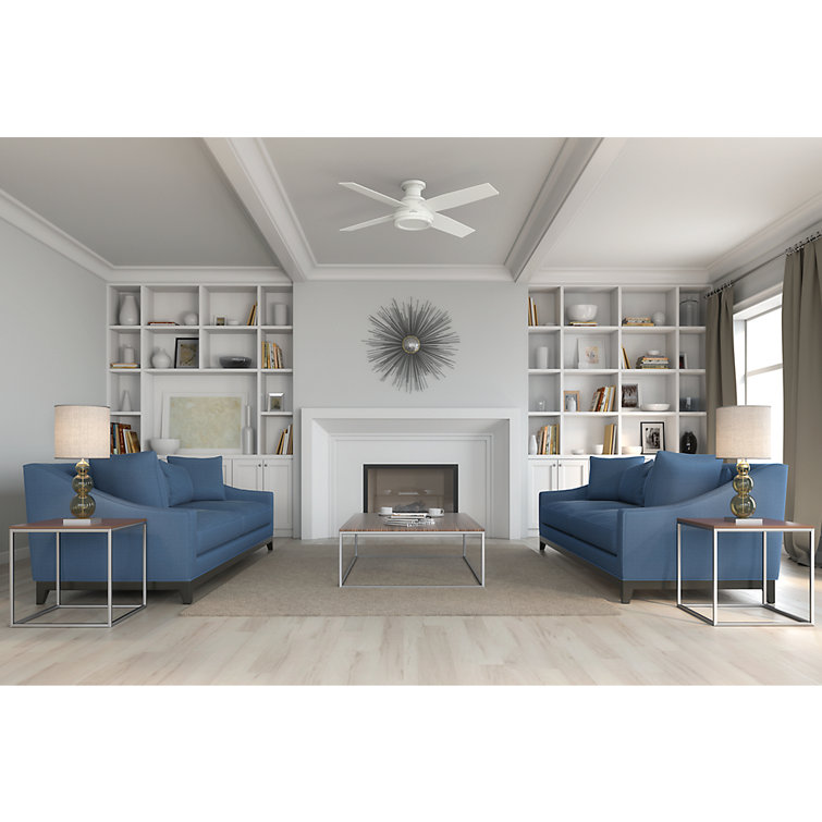 Dempsey 52" Fresh White Low Profile Ceiling Fan with Remote & Lighting