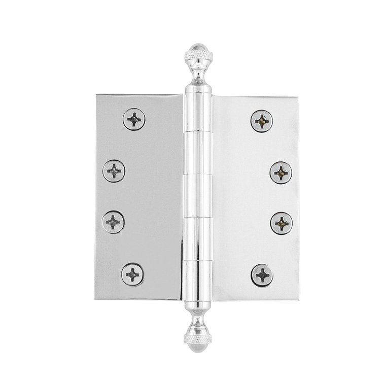 Bright Chrome 4" x 4" Ball Tip Heavy Duty Hinge