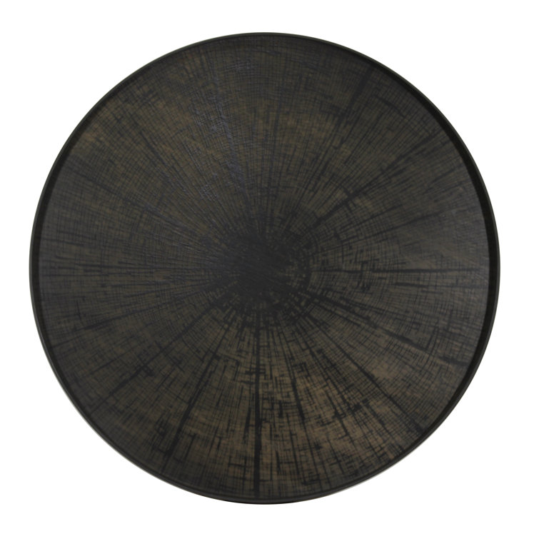 Black Wooden Round Decorative Tray - 36.5 Inch