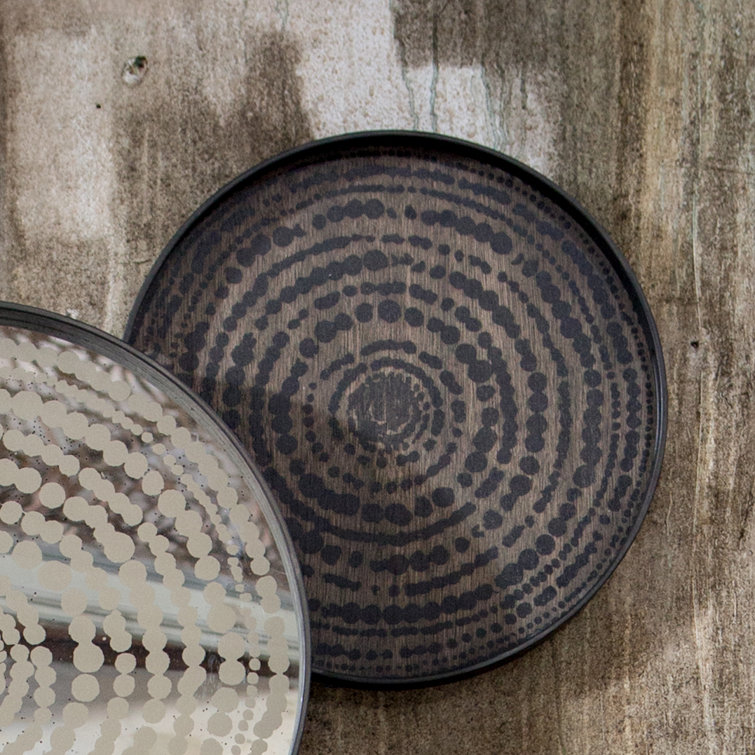 Tribal Quest 19-Inch Black and Brown Wooden Tray