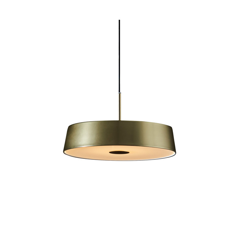 Contemporary Matte Brass/Black Drum LED Pendant Light