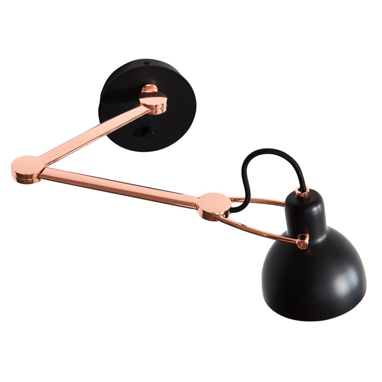 Laito Black and Copper Adjustable Swing Arm Wall Lamp