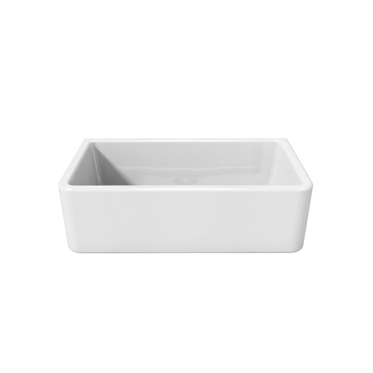 White Fireclay Rectangular Farmhouse Single Bowl Sink