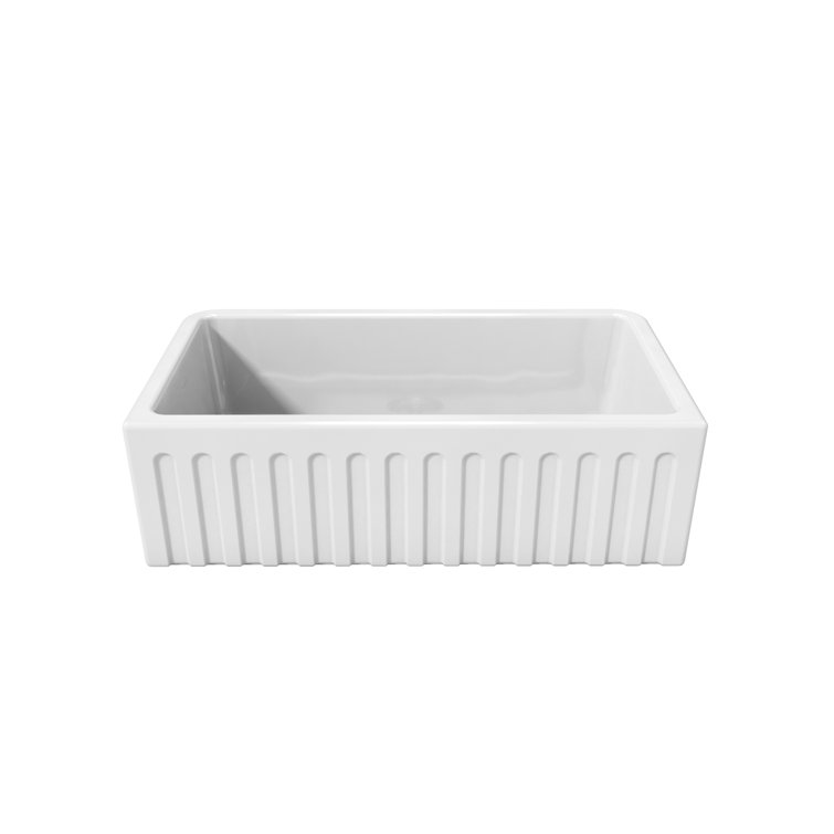 White Fireclay Rectangular Farmhouse Single Bowl Sink