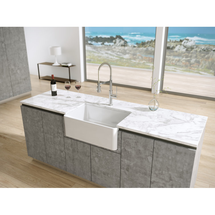 27'' White Fireclay Farmhouse Single Bowl Kitchen Sink