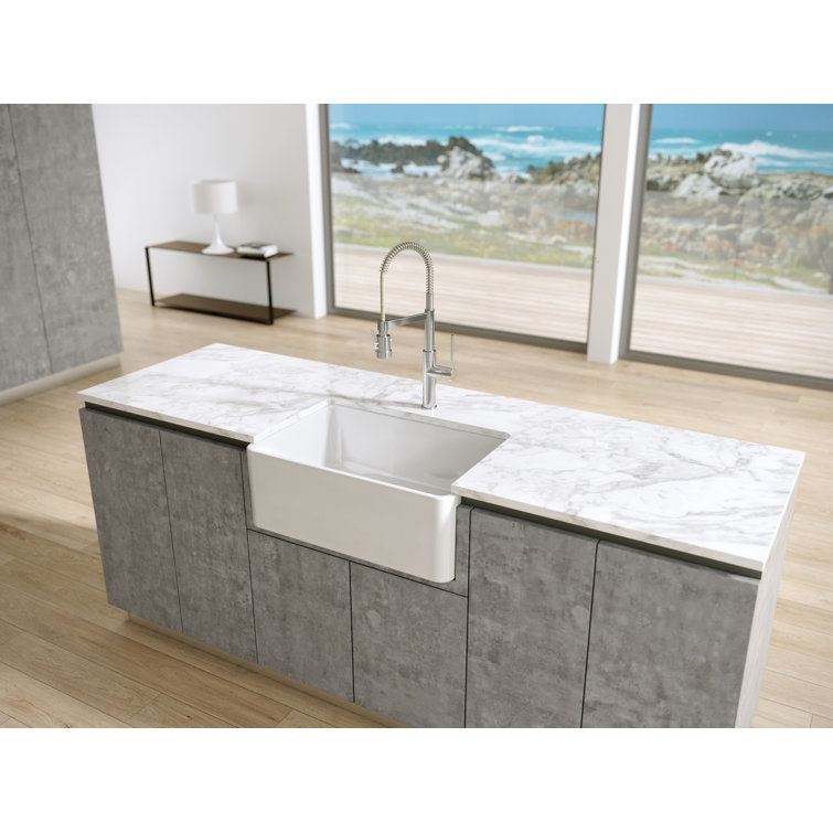 27'' White Fireclay Farmhouse Single Bowl Kitchen Sink