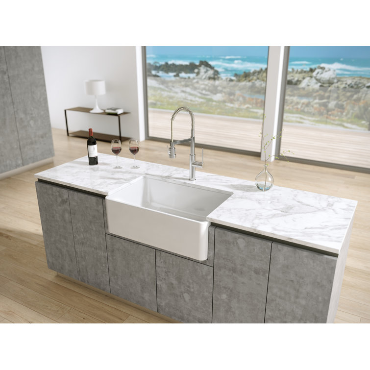 30'' White Fireclay Farmhouse Single Bowl Kitchen Sink