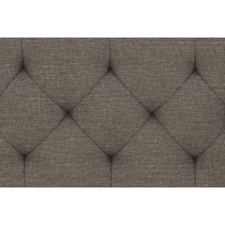 Gray Linen Tufted Upholstered Queen Bed with Wood Frame