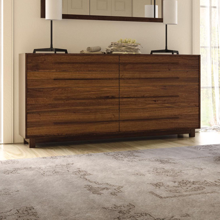 Natural Walnut Double 8-Drawer Dresser