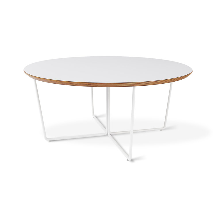 Modern Array Round Wood and Metal Coffee Table in White