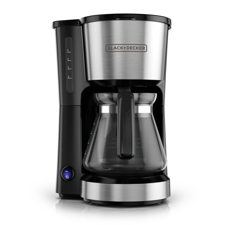 Black and Silver 5-Cup 4-in-1 Coffee Maker with Thermal Mug