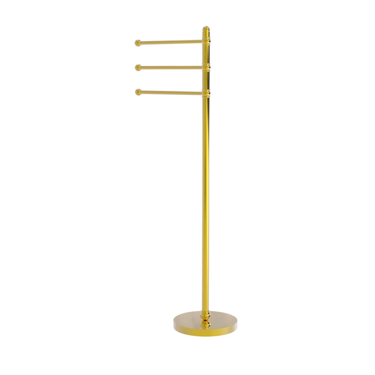 Polished Brass Freestanding Towel Stand with Pivoting Arms
