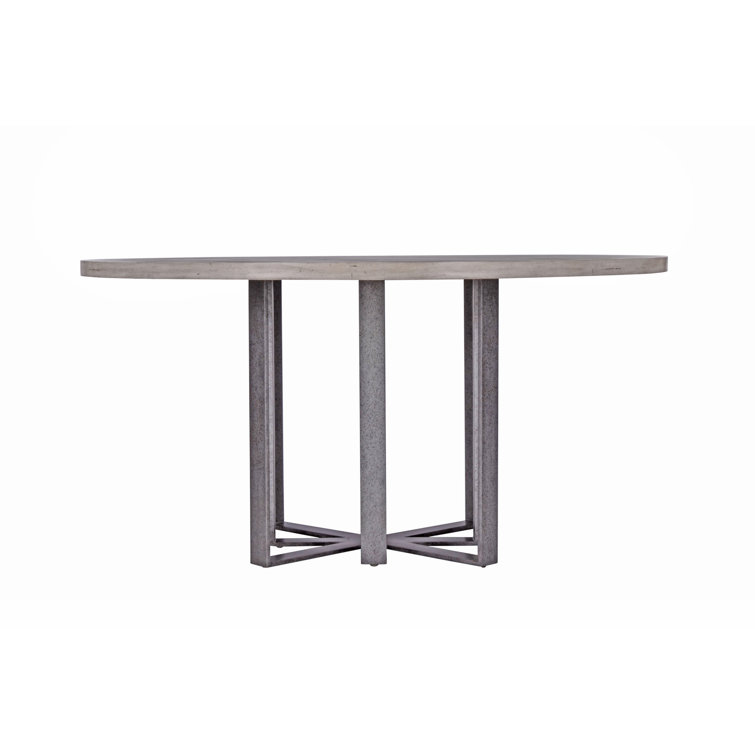Peninsula Round Mahogany and Pewter Dining Table for Six