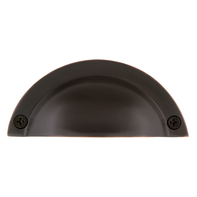 Timeless Bronze Half-Moon Cup Pull with Mounting Hardware