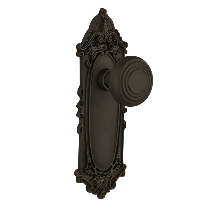 Victorian Oil-Rubbed Bronze Plate with Deco Door Knob