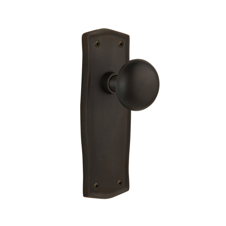 Oil-Rubbed Bronze Universal Passage Door Knob with Prairie Plate