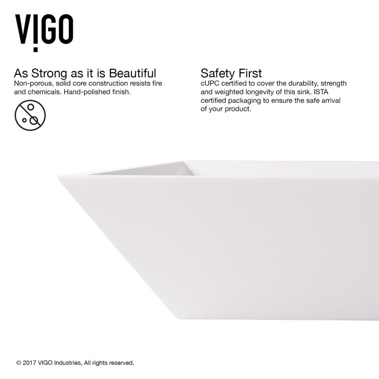 Elegant White Acrylic 18" Rectangular Vessel Bathroom Sink