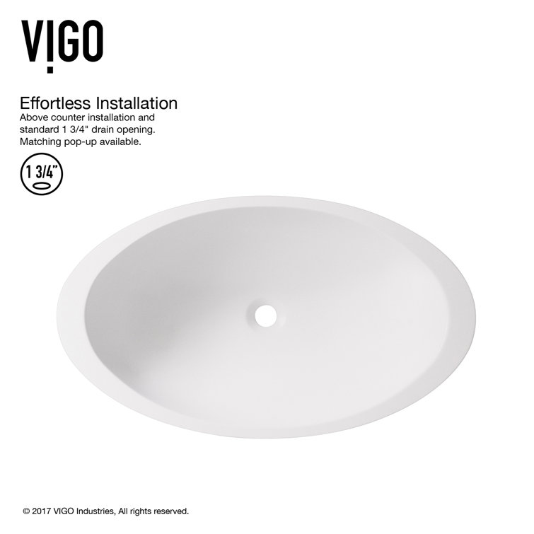 Wisteria 23" White Stone Oval Vessel Sink