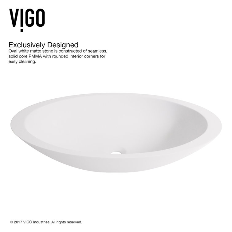 Wisteria 23" White Stone Oval Vessel Sink