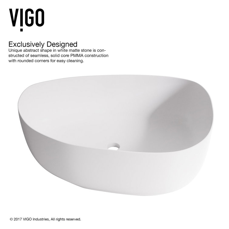 Peony 20" White Matte Stone Vessel Bathroom Sink