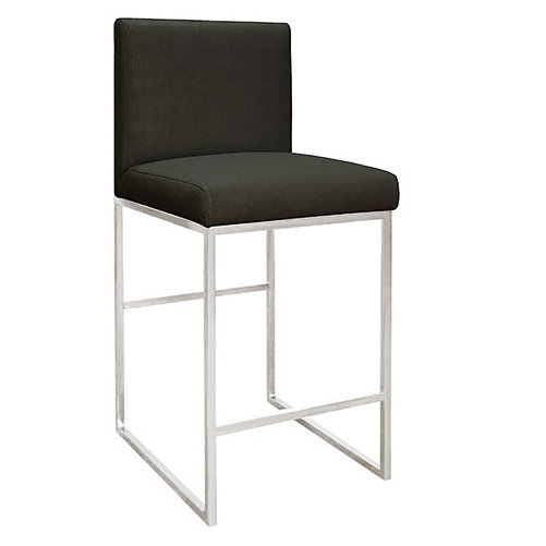 Kingston 28" Nickel Finish Grey Faux Leather Bar Stool