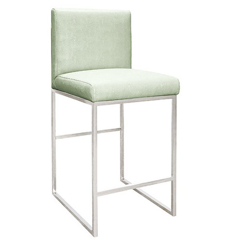 Kingston 28" Nickel Finish Grey Faux Leather Bar Stool