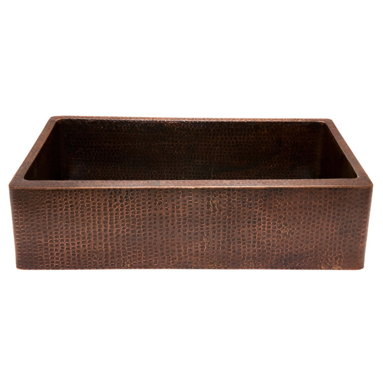 35" Hammered Copper Farmhouse Drop-in Kitchen Sink