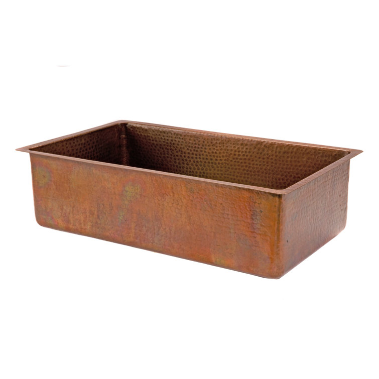 33" Hammered Antique Copper Farmhouse Drop-In Sink