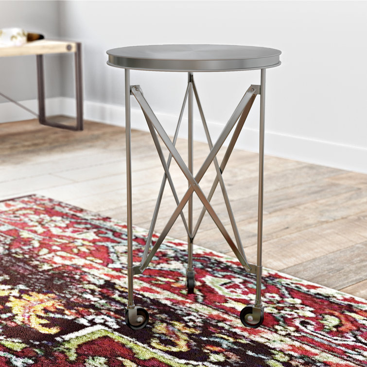 Costigan 16" Round Silver Metal Industrial Chic Side Table