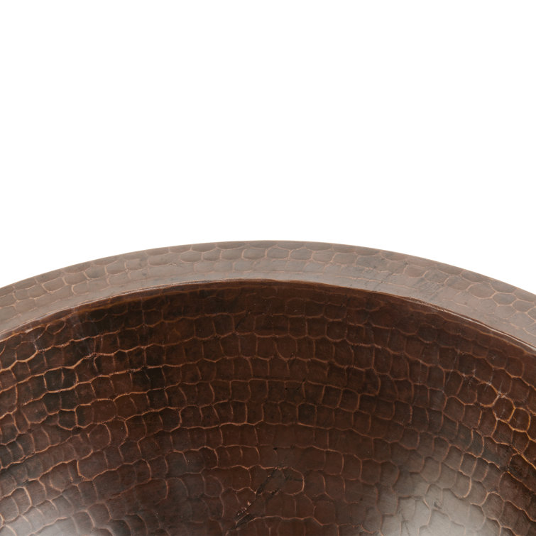 12" Round Hammered Copper Undermount Bathroom Sink