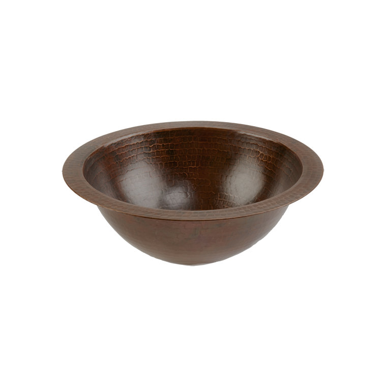 12" Round Hammered Copper Undermount Bathroom Sink