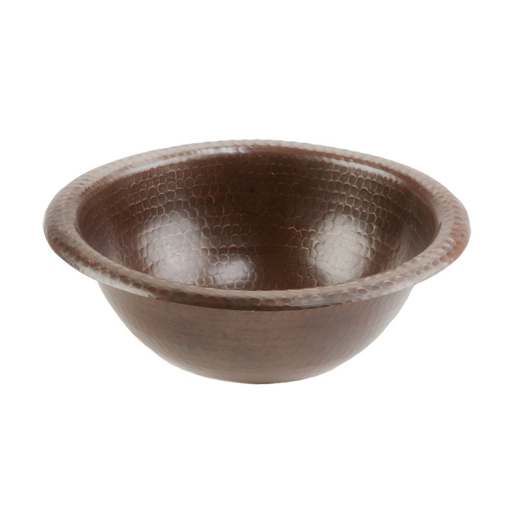 12" Round Hammered Copper Bathroom Sink