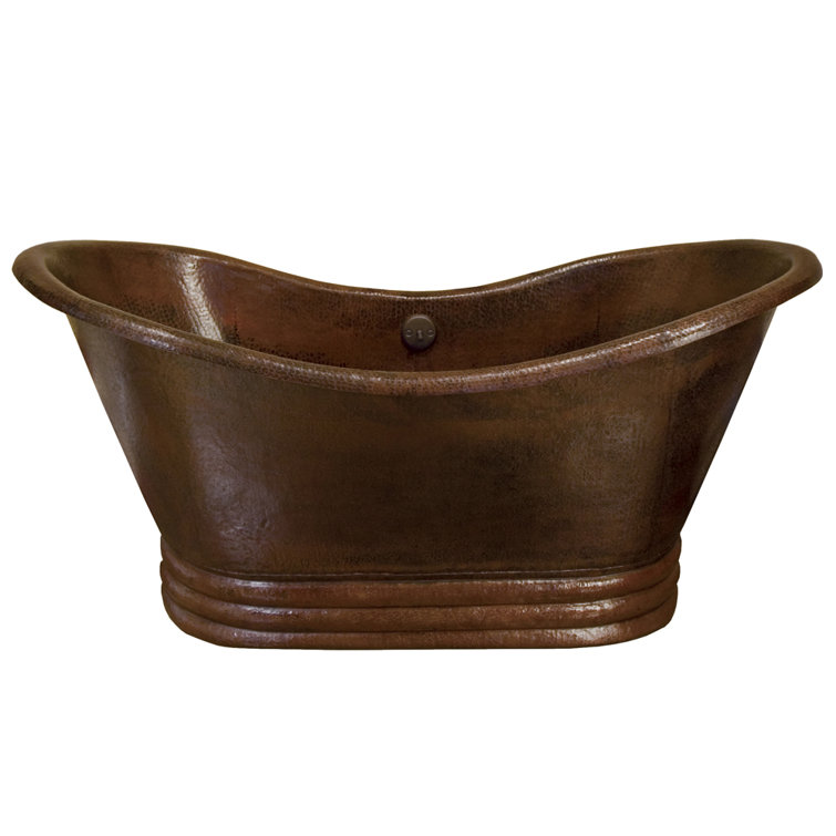 60" Antique Copper Pedestal Soaking Bathtub