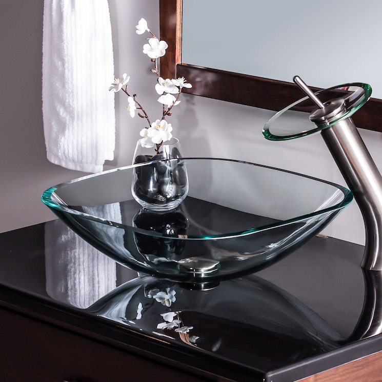 Diaccio Clear Glass Round Vessel Bathroom Sink
