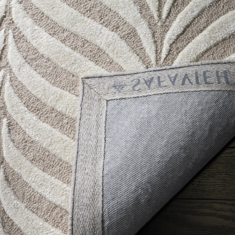 Hand-tufted Beige Wool 5' Square Reversible Area Rug