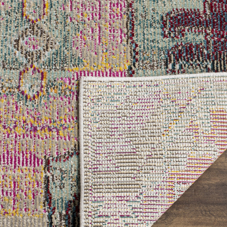 Neoma Light Grey and Purple 8' x 10' Synthetic Area Rug