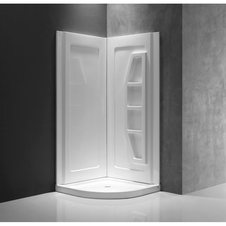Gradient White Acrylic 74" Two Panel Shower Wall