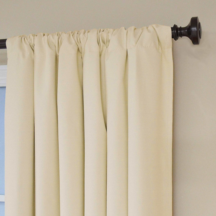Ivory Polyester Blackout Rod Pocket Curtain Panel