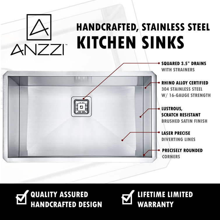 Vanguard 30'' Stainless Steel Undermount Single Bowl Kitchen Sink