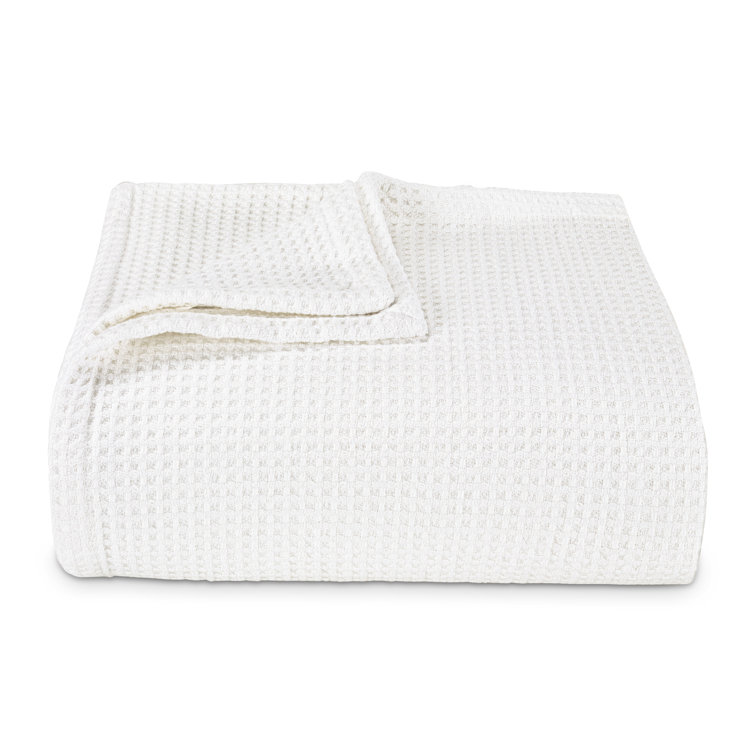 Full White Cotton Knitted Reversible Blanket