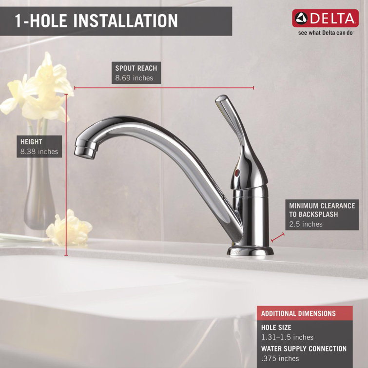 Chrome Single-Handle Deck Mounted Kitchen Faucet